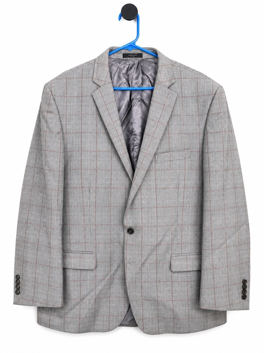 Ralph Lauren Gray Plaid Sport Coat with Subtle Red Windowpane
